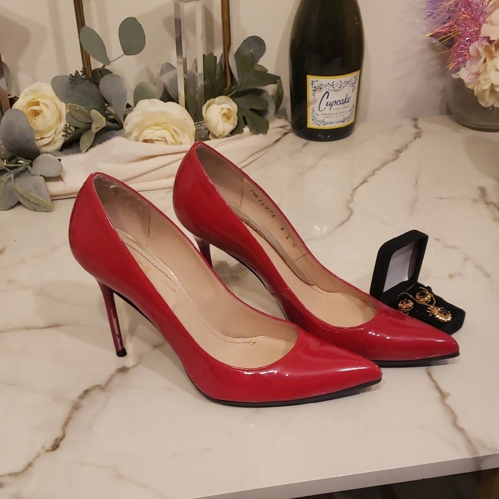 Stuart Weitzman Red Patent Leather Heels